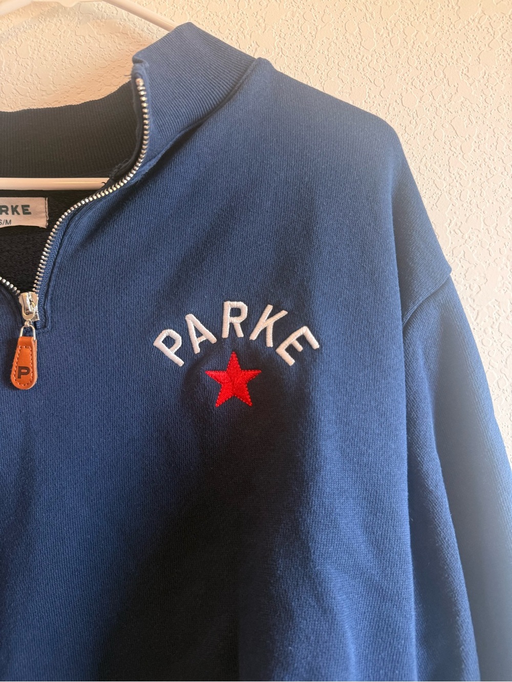 PARKE Navy Half-Zip Sweatshirt with Red Star - Picture 2 of 5